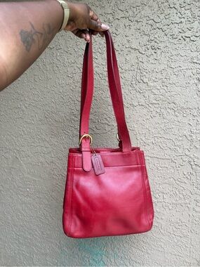 Coach red 1997 soho buckle leather handbag